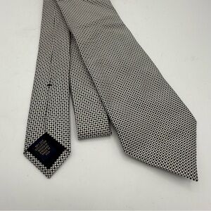 Brooks Brothers Makers Silk Blend Tie Gray Black Check Jacquard Made In USA